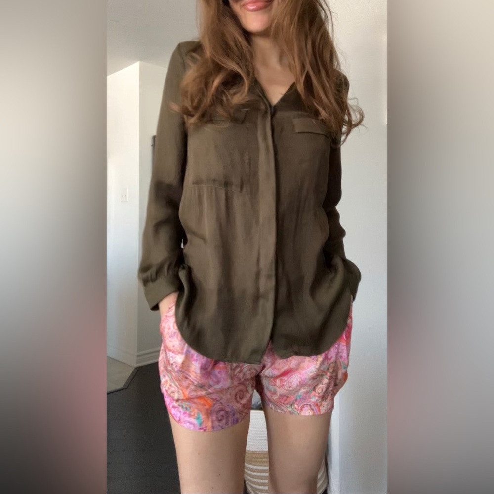 Dark Green Long Sleeve Blouse